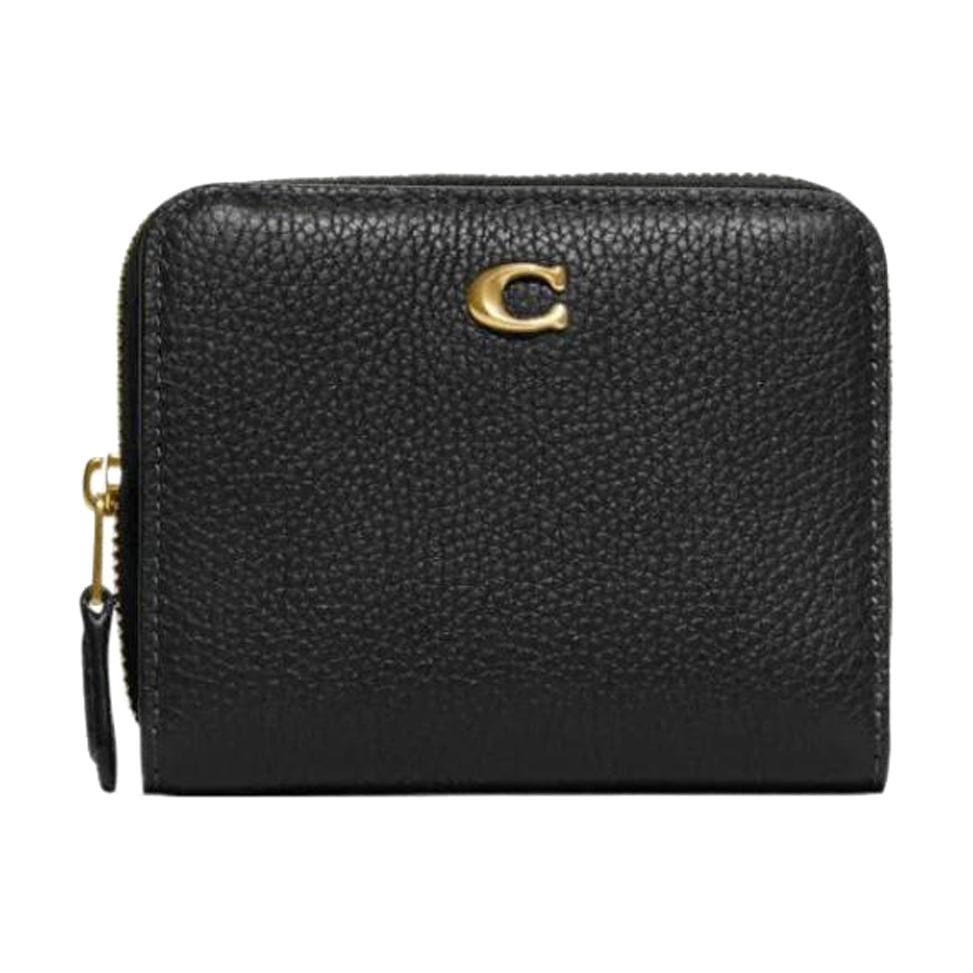 COACH Billfold Wallet Pebbled Leather Card Holder, Wallet Women's Black CD717-B4BK