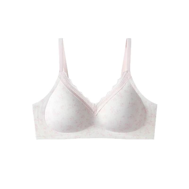Small Broken Flowers, Less Nudity, No Traces, Gathered Jelly Glue Soft Support, Beautiful Back, No Steel Ring Bra Bra