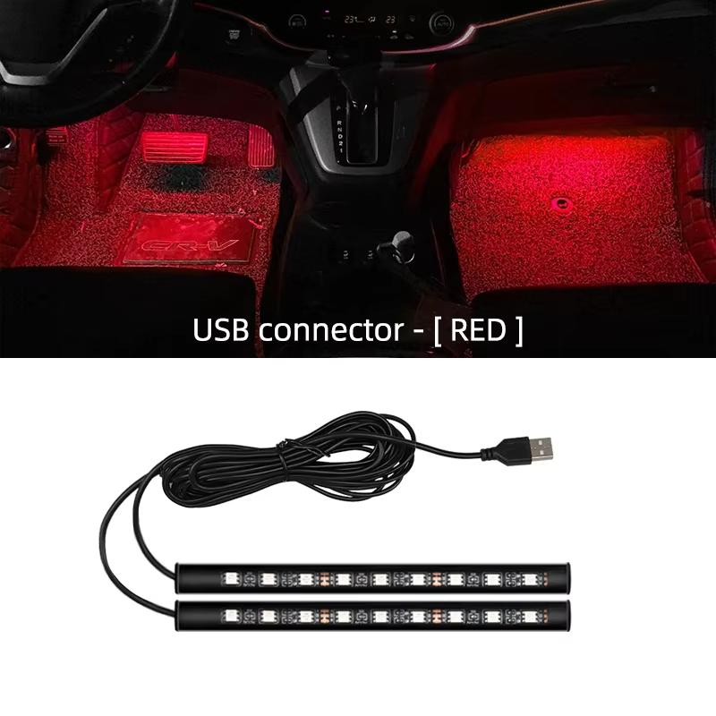 

5V LED Car Interior Ambient FootLight with USB Backlight Lighting Auto Decorative Atmosphere Neon Lamp Vehicle Accessories червоний