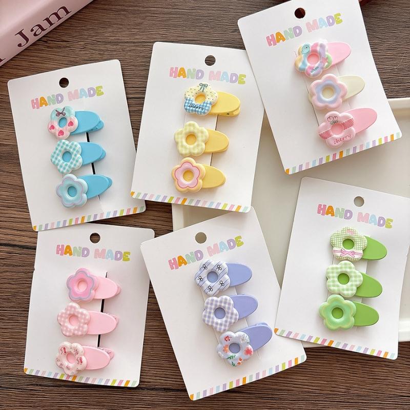 3Pcs/Set Korean Hair Clips Non Slip Girls Floral Barrettes for Baby Side Bangs Toddler Headwear Hair Accessories