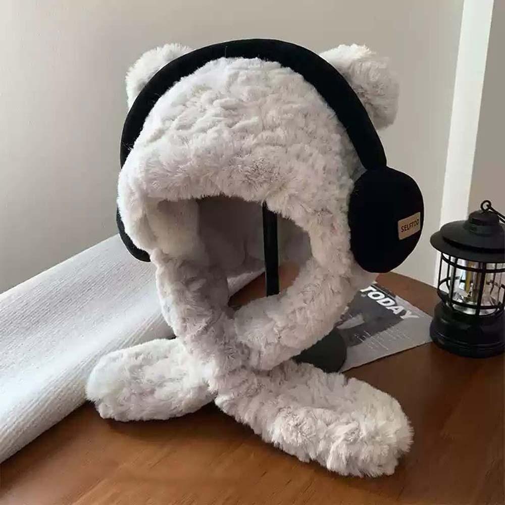 Anti-cold Bear Lei Feng Hat Windproof Ear Protection Cap Skiing Winter Plush Hat  Women