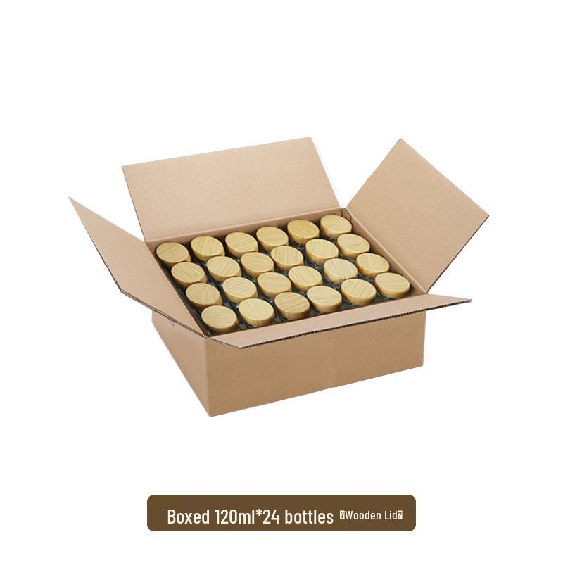 Square Glass Spice Jars with Solid Wood Lids - Kitchen Storage Set