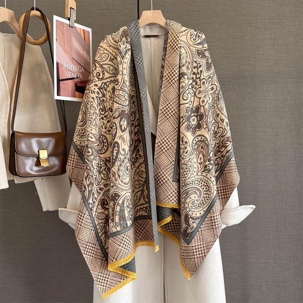 Winter Warm Cashmere Scarf For Women Embroidery Pashmina Blanket Thick Shawl Wrap Neckerchief Fashion Bufanda Echarpe Poncho