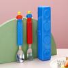 304 Edelstahl Kindergeschirr-Set: Tragbare Baustein-Lunchbox mit lustischem Cartoon-Löffel und Gabel.