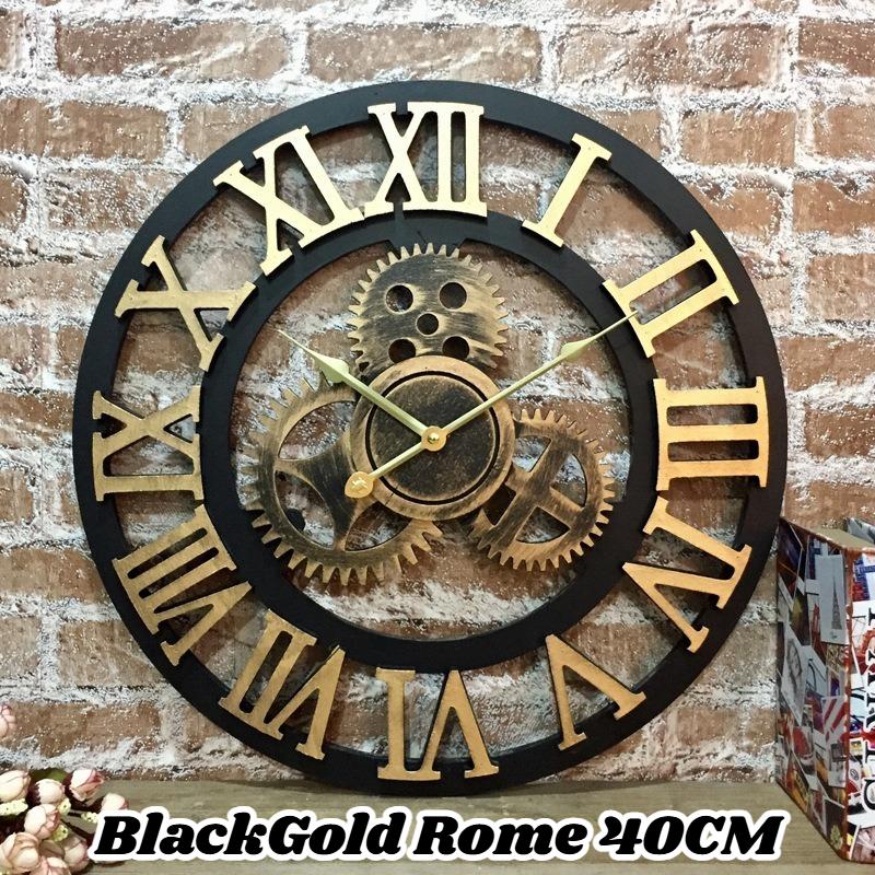Gear Wall Clock Retro Wooden Living Room Wall Watch Art Design Bedroom Decorative Clocks Creative Large Round Silent Clocks