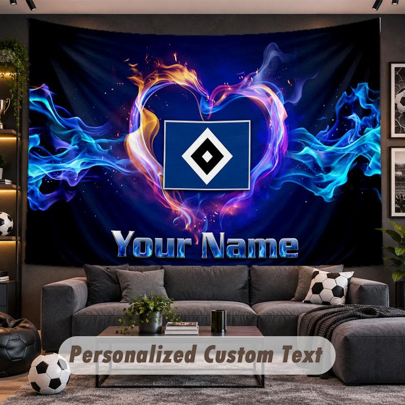 Wall Hanging Tapestry Custom NameHamburger SV Pattern Personalized Printed Fabric Wall Decor