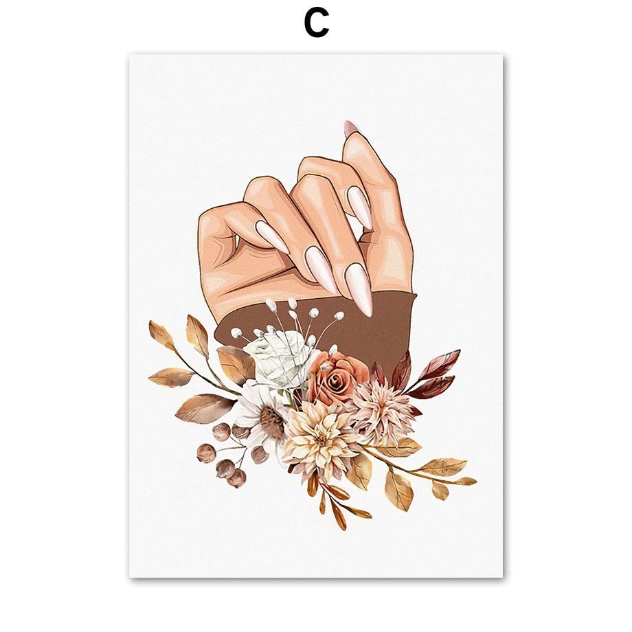 Abstract Boho Art Canvas Painting Hand Nail Polish Tools Nordic Prints Wall Pictures for Beauty Nail Salon Room Decor