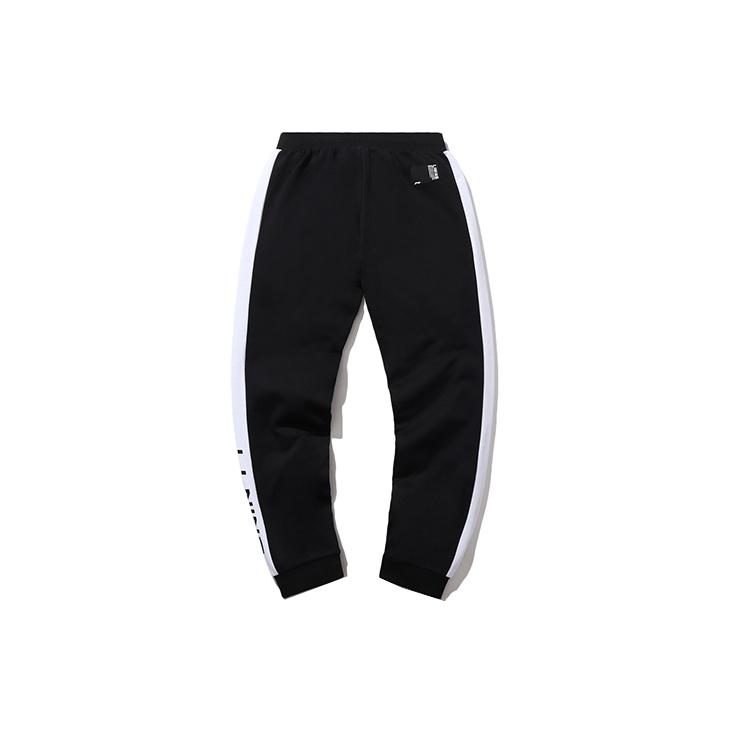 Li Ning Logo Print Casual Cuffed Sports Pants Men bottoms Black AKLPA17-1