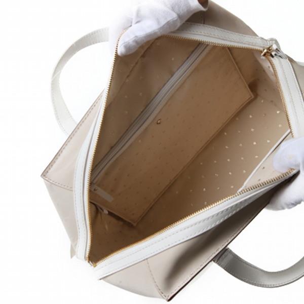 Kate Spade Leather Handbag Beige X White Women Used