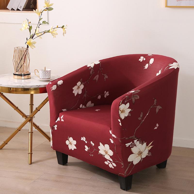 Elastic Printed Semi-circular Sofa Cover  All-inclusive Semi-circular Cafe Chair Cover  Internet Cafe Hotel Sofa Chair Cover