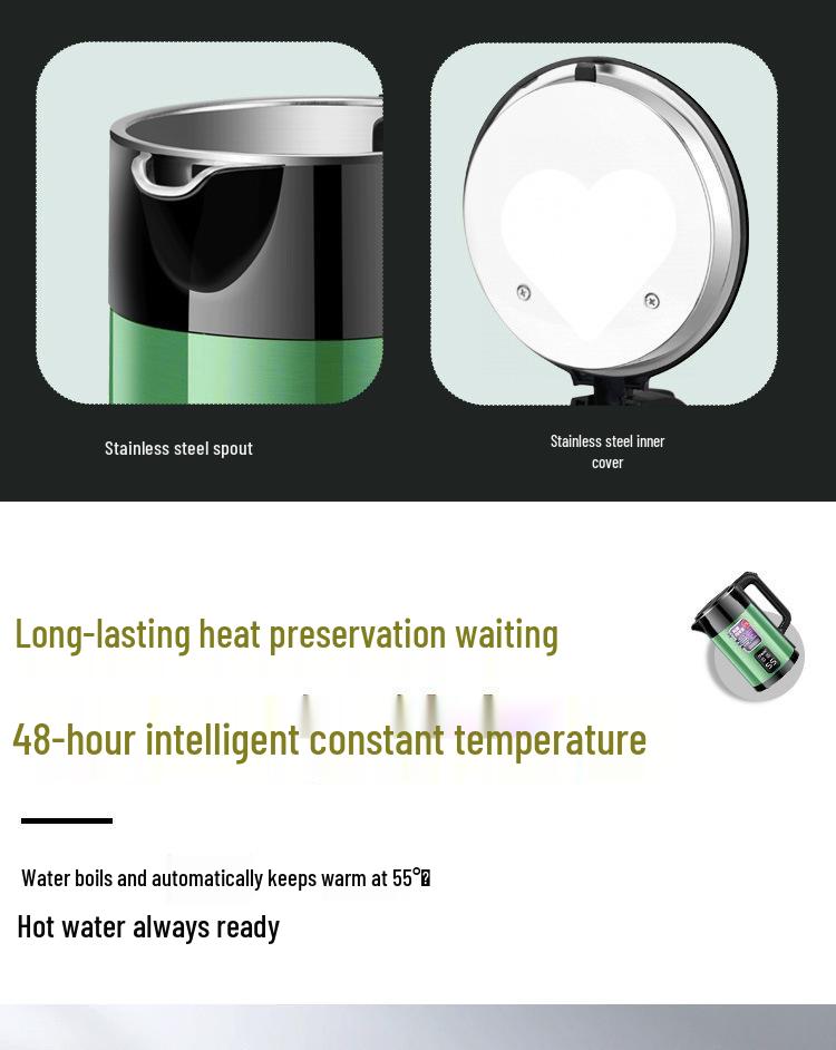 Bestseller Elektrischer Wasserkocher aus 304 Edelstahl, Großes Fassungsvermögen, Automatische Abschaltung, Isoliert.