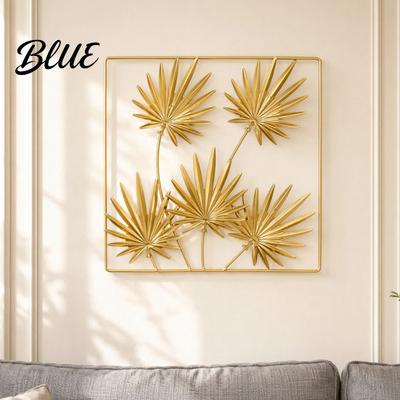Luxus Gold Wanddeko Metall Monstera & Palmenblatt Kunst 3D Hohl Leichtgewicht Botanische Eisen Sofa Hintergrund Kunst für Wohnzimmer Hintergrund Minimalistisch