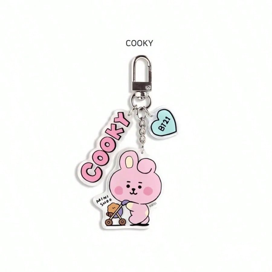 LINE FRIENDS BT21 Anime Kpop und Cartoon Schöne Schlüsselanhänger und Plüschtiere Niedliche RJ Tata und Koya Acryl Rucksackanhänger