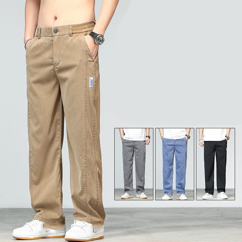 Summer Ultrathin Soft Lyocell Fabric Men's Jeans Loose Straight Denim Pants Design Casual Trousers