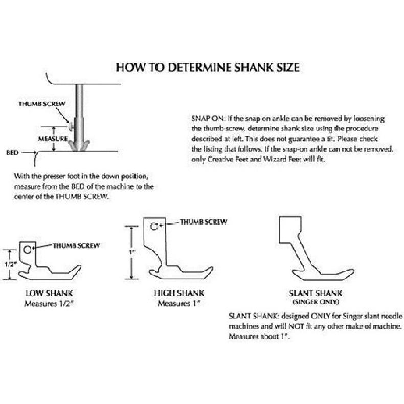 Blixtlås Symaskins Tryckarfot för Låg Skaft Snäpp på