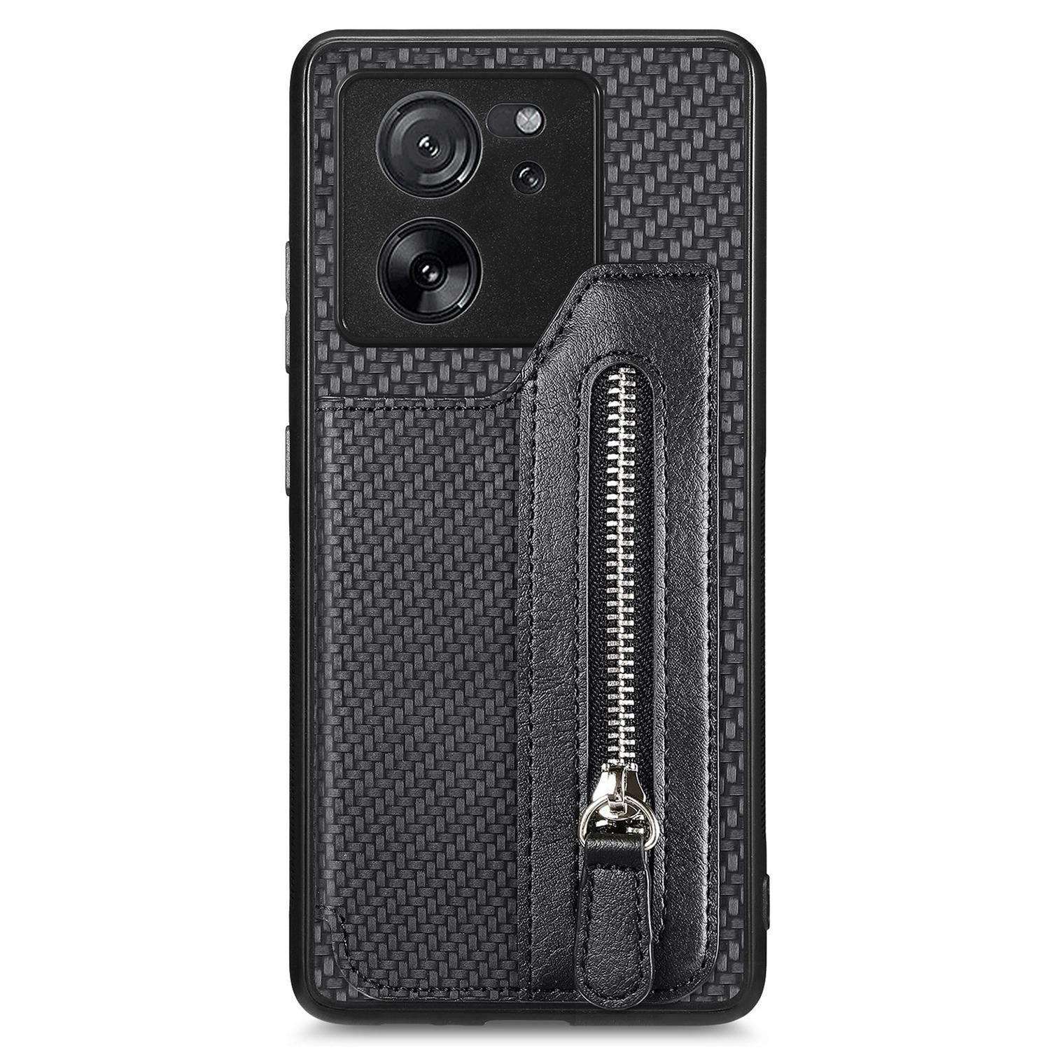

C1-04 For Xiaomi 13T/13T Pro/Redmi K60 Ultra Wallet Phone Case Kickstand PU+PC+TPU Phone Cover Black