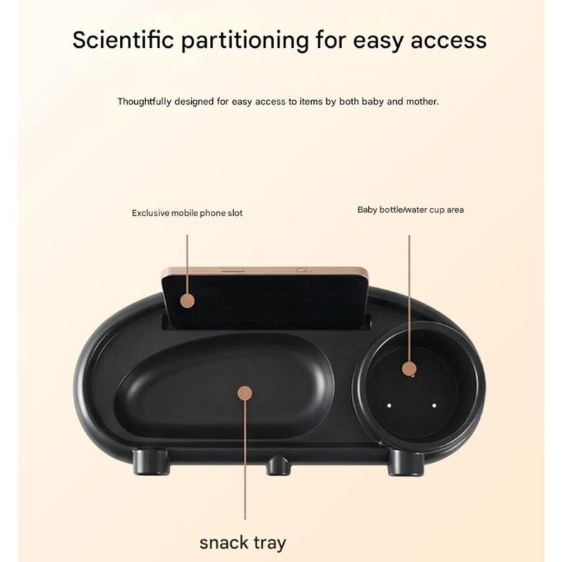 Lightweight Plastic Food Tray For Strollers Easy Setups Quick Cleaning Universal Pram Tray with Cup Phone Holder