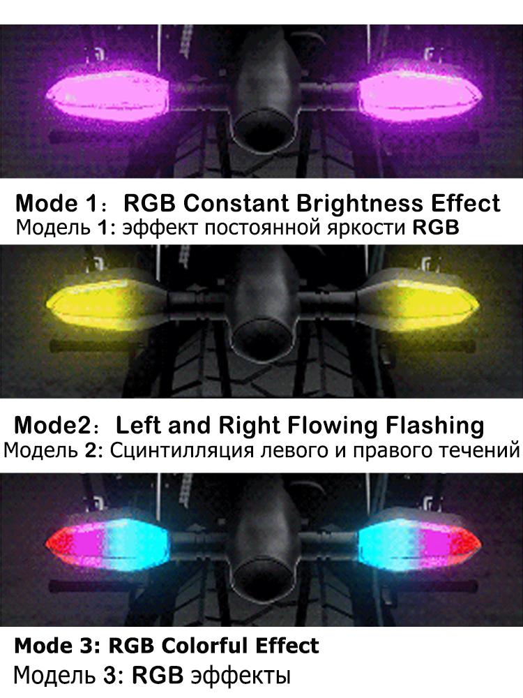 

2 шт. 12 В светодиодный указатель поворота для мотоцикла, HD-лампа со стрелкой, RGB-лампа с плавной вспышкой, задний фонарь, универсальный