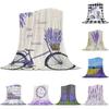 Farm Purple Fresh Flower Lavender Bicycle Flannel Blankets For Sofa Beds Bedding Room Soft Fleece Blanket Bedspread Home Textile