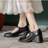Fashion College Style Chunky Heel Mary Jane Shoes for Women High Quality Patent Leather Design High Heels Autumn Comfortable Women Shoes