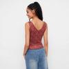 Damen ärmelloses Wickel-Tanktop mit Blumenmuster, V-Ausschnitt, figurbetont, kurz, Camisole, sexy Y2K, Urlaubs-Layering-Weste