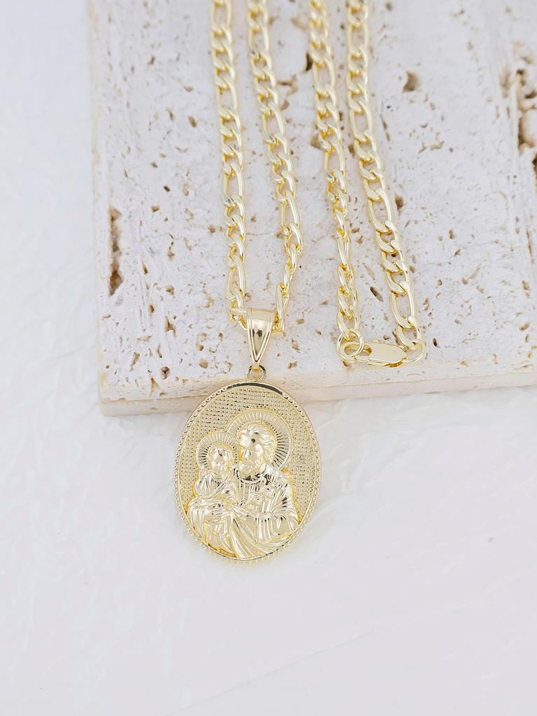1 Piece 14k Gold Plated Virgin Mary Christ Pendant Necklace St. Jude Joseph Religious Jewelry