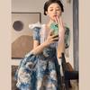 2026 New Summer Women's French Painting Print Princess Dress, Unique Chic Gown for Special Occasions