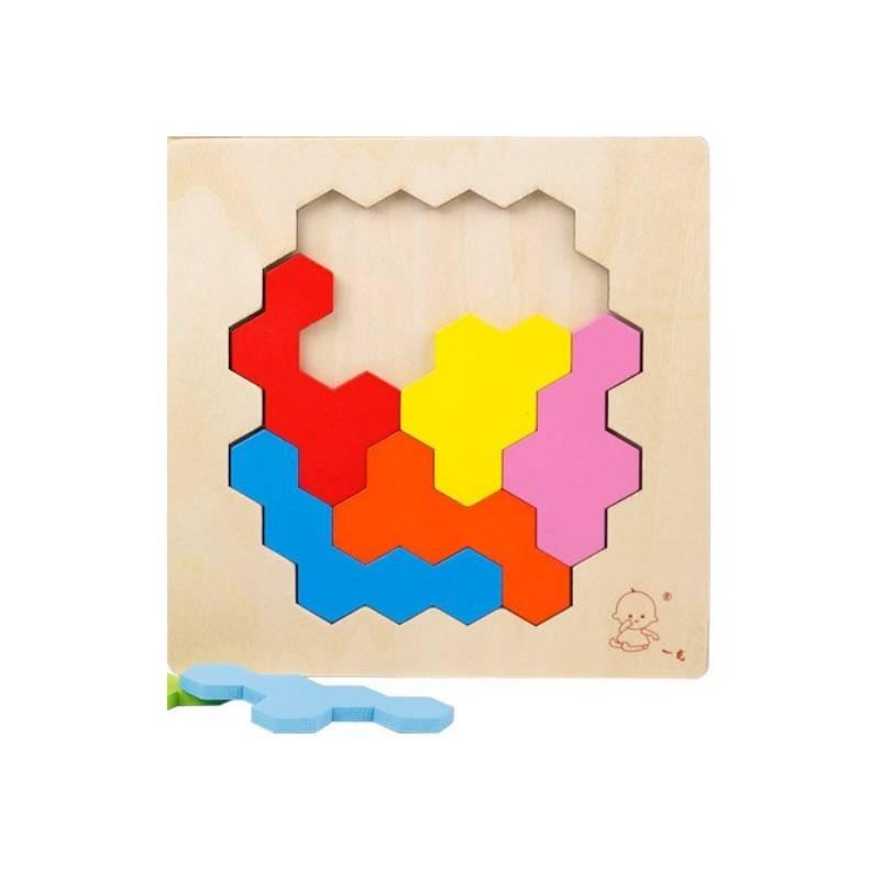 Wooden Puzzle Toy For Kids With 7piece Russian Brain Teaser And Shape Sorting