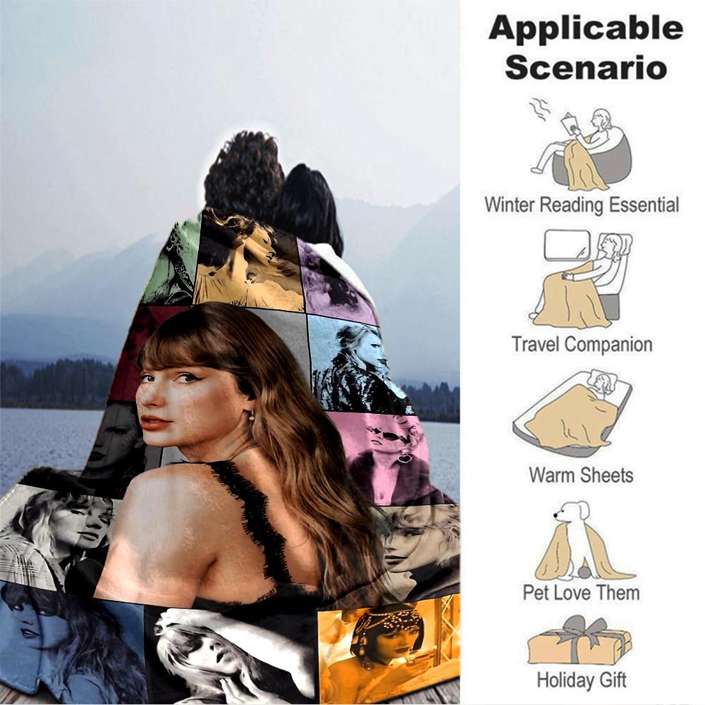 Taylor Swift Pop Art Collage Deken Zachte Plaid voor Huis Slaapkamer Bed Bank Reizen Kantoor Effen Kerstdeken