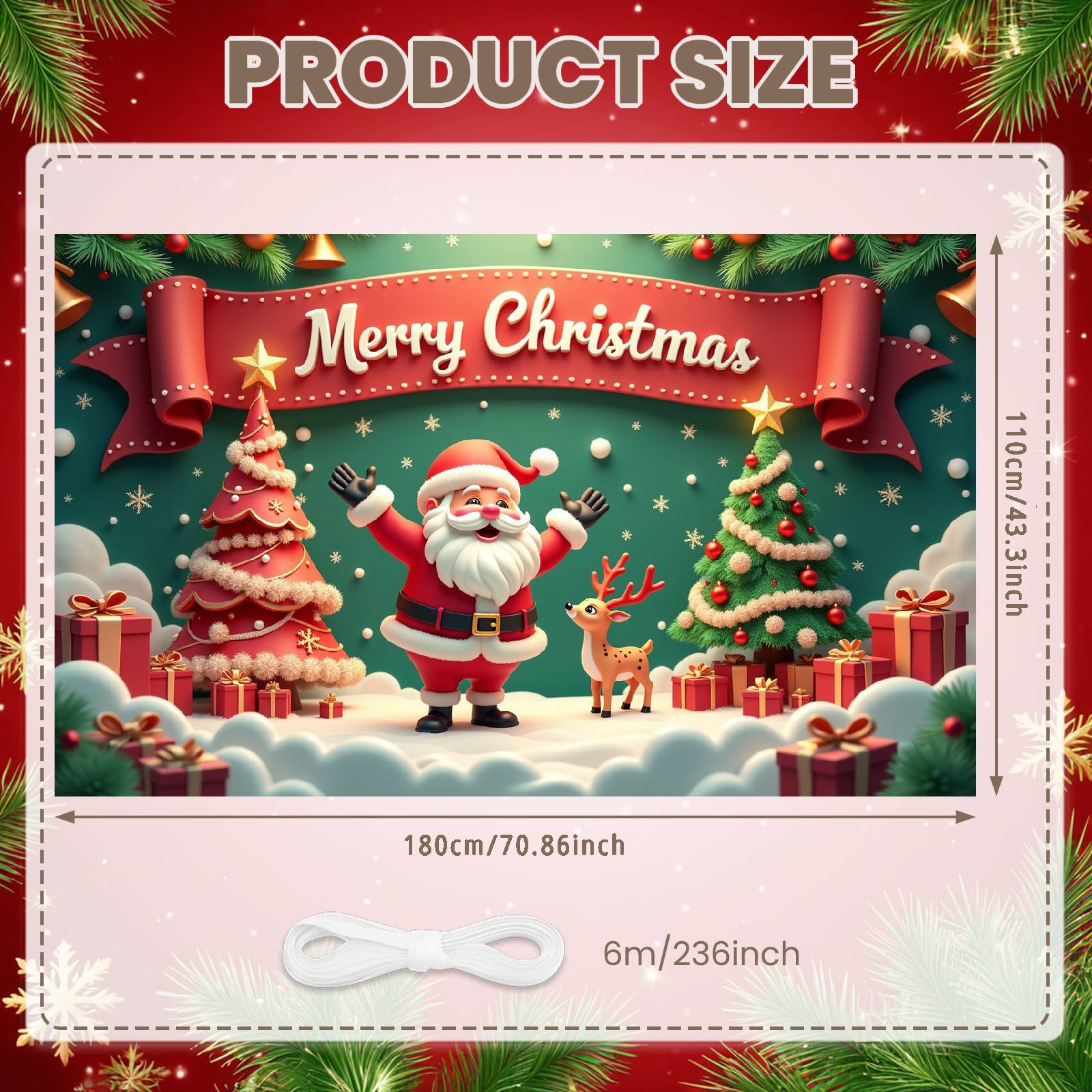 

Christmas Party Banner Santa Claus Design Christmas Banner Merry Christmas Banner Decorative Trim For Outdoor Festivity Indoor