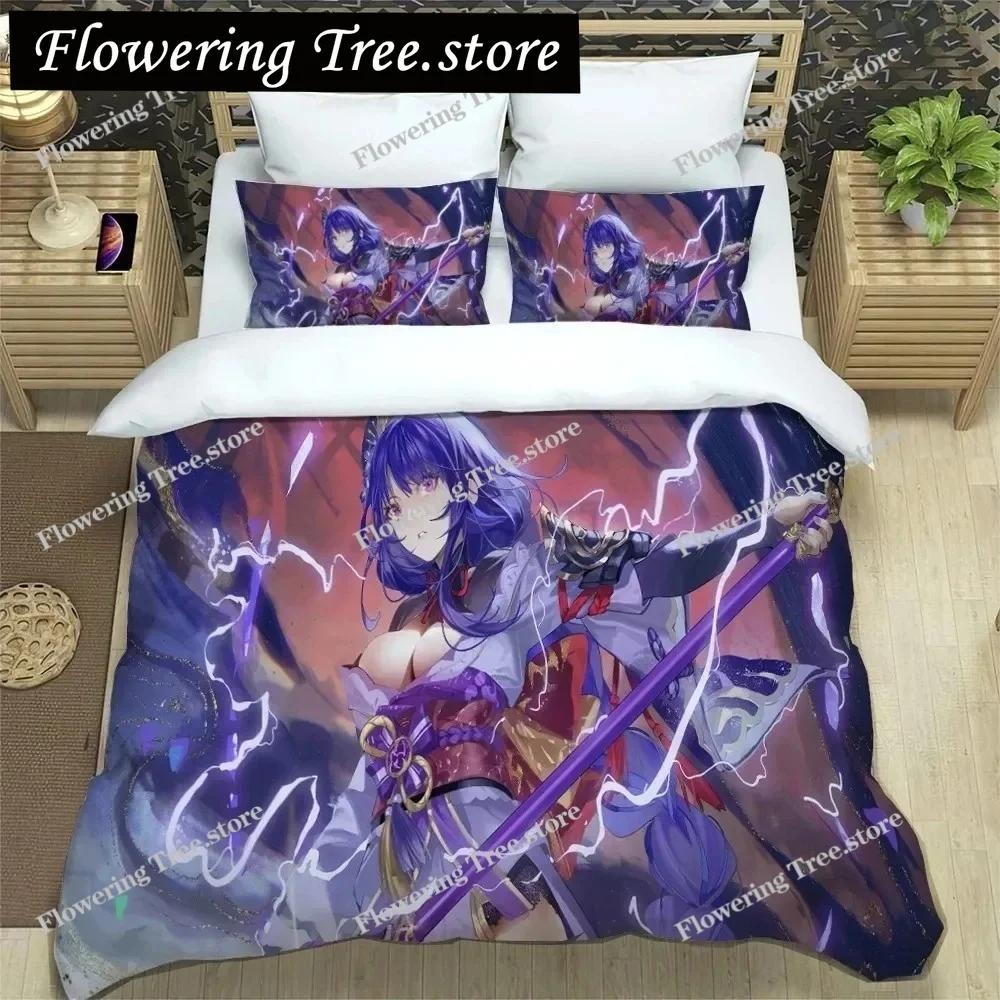 3D Anime Genshin Impact Bedding Set,Duvet Cover Comforter Bed Set Quilt Cover Pillowcase,King Queen Twin Size Boys Girls Adults