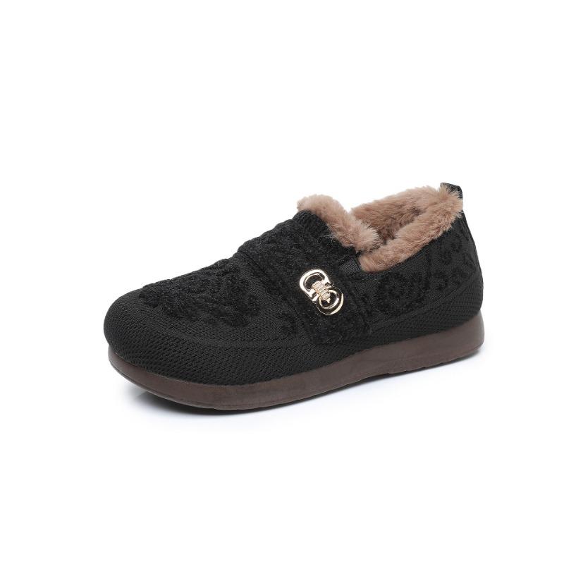 Women's Fur Mouth Large Size Shallow Mouth Soft Sole Autumn and Winter Warm Fur One Snow Boots Fluffy Lined Non-slip Hiking Casual Sports Cotton Shoes