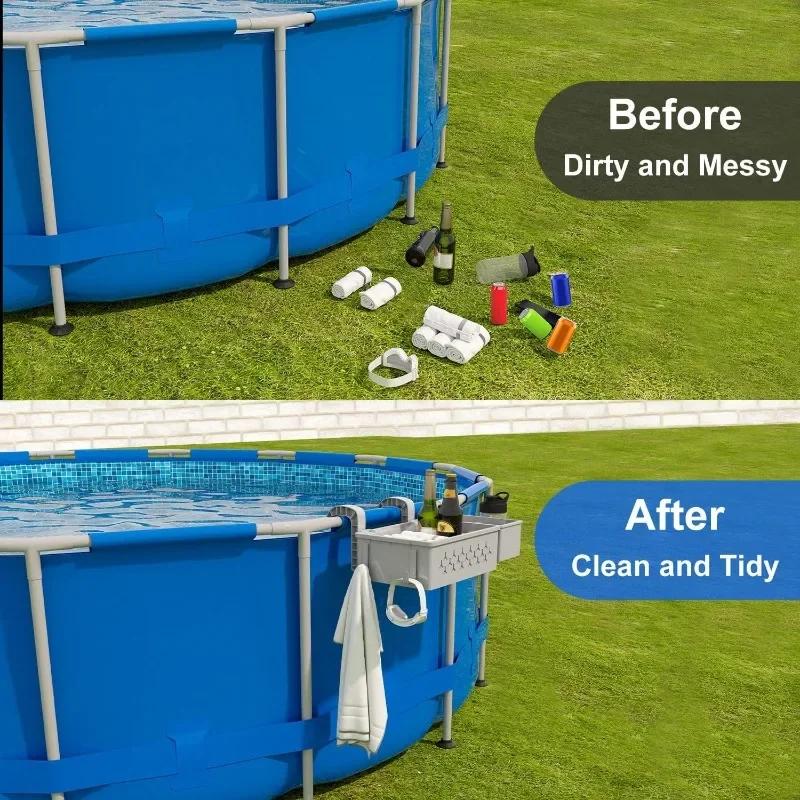 Pool Accessories Storage Basket Above Ground Pool Poolside Storage Basket Swimming Pool Cup Holder Organize Cup Towel Holder