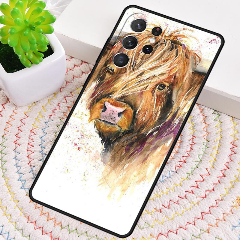 Animal cattle cow watercolor painting Phone Case for Samsung Galaxy note 10 pro S26 Ultra S23 S24 FE S25 S21 S22 PLUS Cove