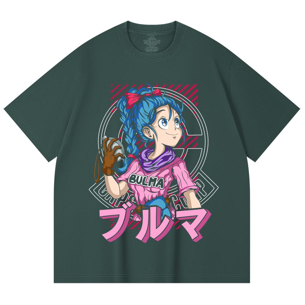 T-shirt Unisex in Cotone Pesante 230 g/m² 100% Cotone con Stampa Bulma Dragon Ball V17