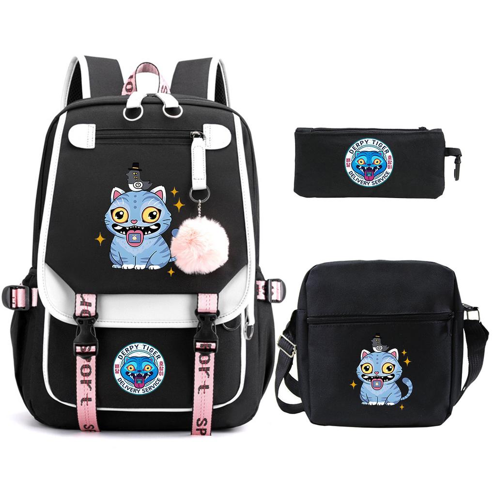 Witch Hunters Cartoon Peripheral Printing Children's Backpack Cross-border New Student School Bag Three-piece Shoulder Bag Pencil Bag