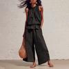 2 Stück/Set Sommer Damen Outfit Western-Stil Vintage Bohemian Rüschen Baumwoll-Leinen Anzug Mode Lockerer Anzug