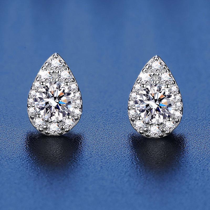 

Минималистичные серьги-капли с муассанитами из стерлингового серебра 925 пробы, 50 пунктов, цвет D Zircon 50 Points