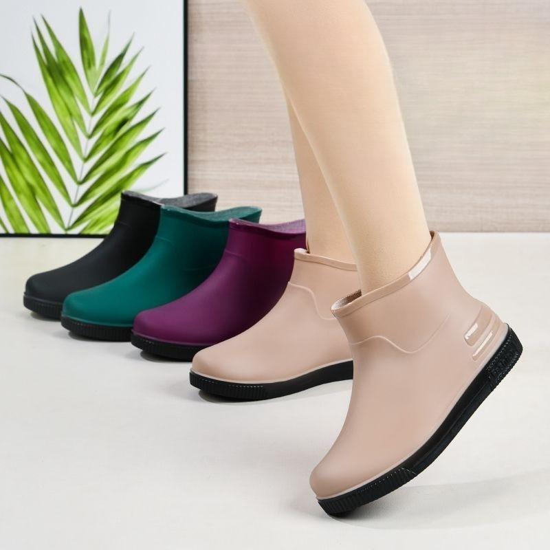 Send Insoles, Fashion Rain Boots, Women's Low-cut Waterproof Shoes, Plus Velvet Warm Rain Boots, Non-slip Rubber Boots