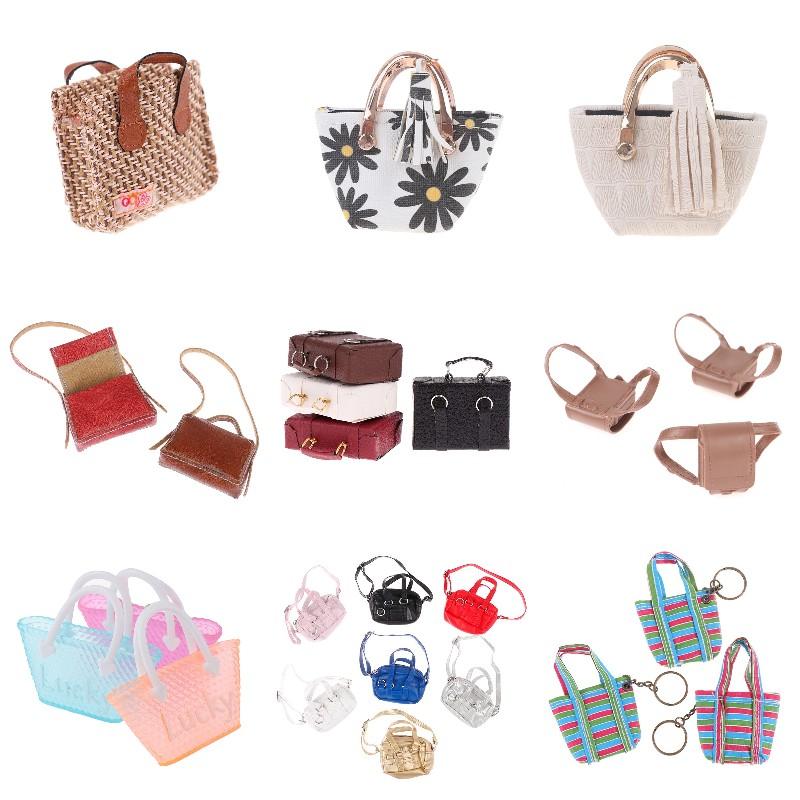 Durable Fashion 1/6 1/12 Dollhouse Miniature Leather Suitcase Mini Bag Backpack Doll Luggage Box Handbag Shoulder Bag Leather Bag Purses