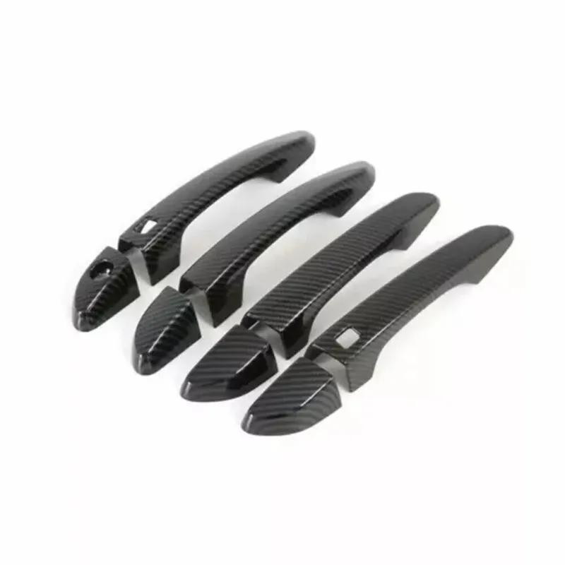 For Hyundai Tucson 2015 2016 2017 2018   Car Carbon Fiber Style Exterior Door Handle Moulding Cover Trim Decor ABS Auto