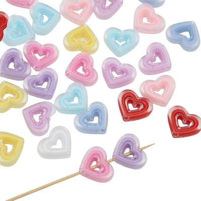 Love Hollow-Out Acrylic Beads Heart Charms for DIY Bracelet Necklace Jewelry Making
