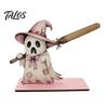 Decorative Paper Towel Rack Halloween Black Cat/Ghost Roll Holder, Wooden Vertical Stand, Stand Napkin Holder for Kitchen Table And Holiday