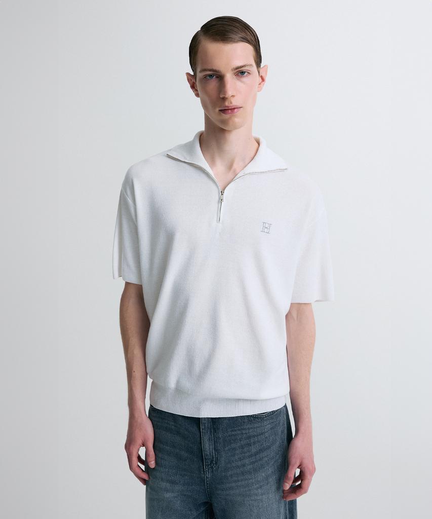 Liimaen Quarter-Zip Knit Polo Shirt White