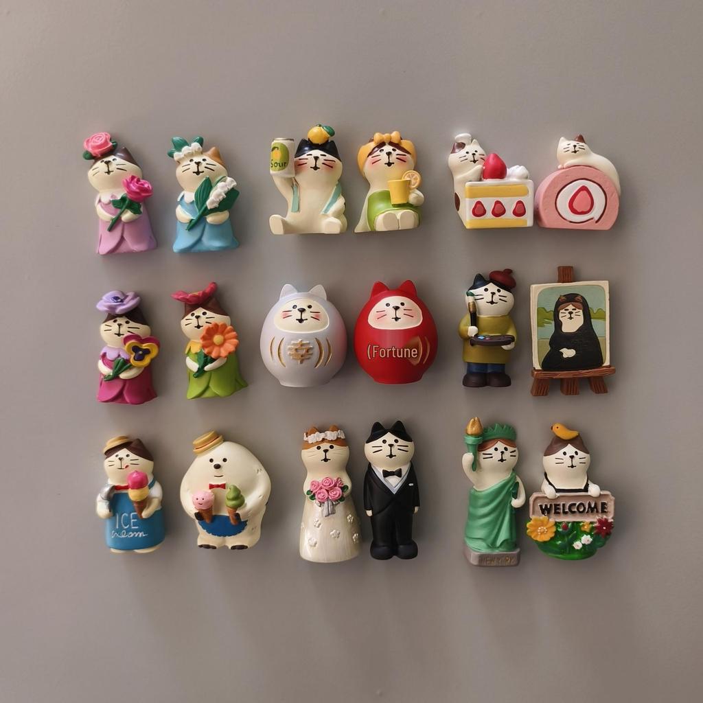 Japanese Cat Magnet: Cute Resin Sticker & Message Clip Toy for Refrigerator Decor
