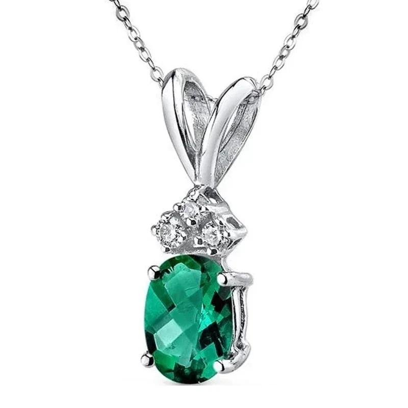 Fashion Girls Pendant Necklace Bright Green Crystal Stone Wedding Anniversary Statement Jewelry For Women  Wholesale