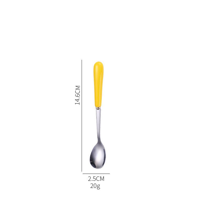 Dessert Espresso Ceramic Handle Stainless Steel Teaspoon Stirrer Coffee Spoons Stirring Tool