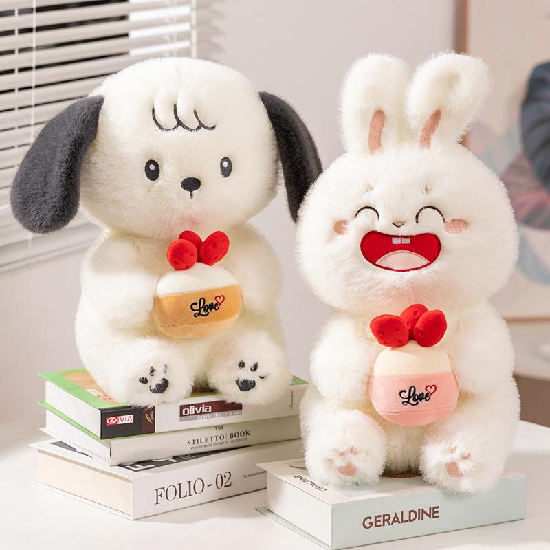 Cute Hug Cake Puppy Dog Doll Plush Toy Little White Rabbit Doll Children Soothing Rag Doll Birthday Gift