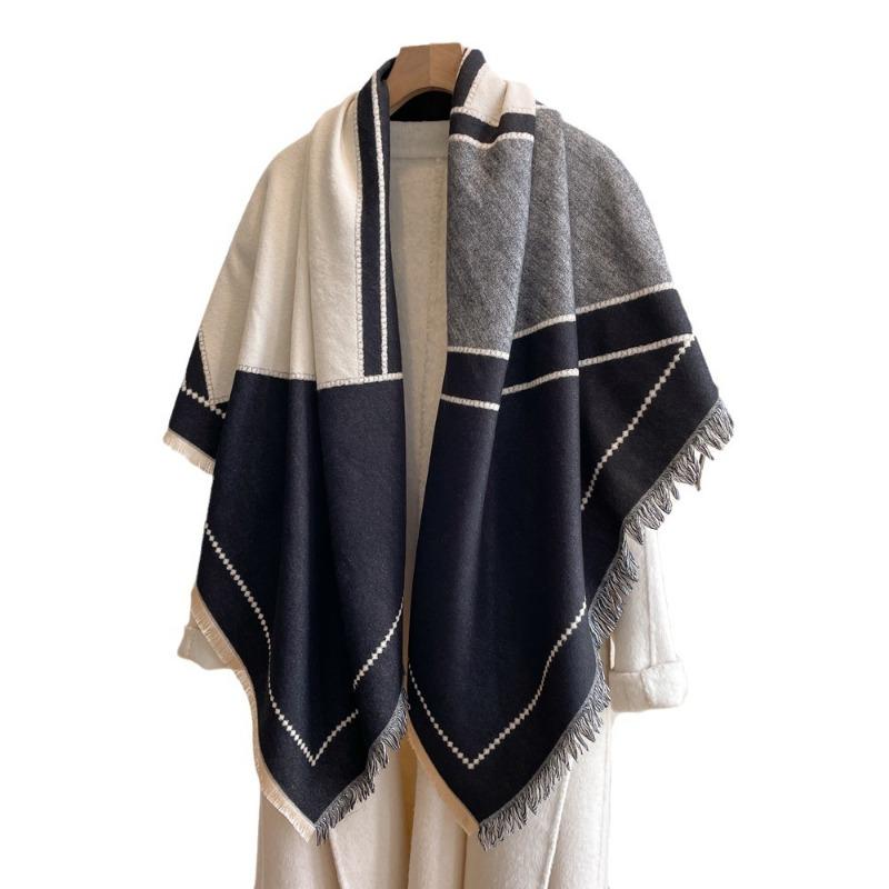 Autumn and Winter Imitation Cashmere Splicing Scarf Harajuku Long Dual-purpose Air Conditioner Shawl Warm Scarf