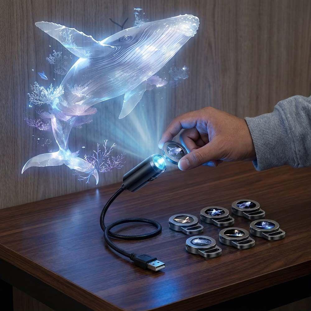 Whale LED USB Projector Light Portable Design Marine Projection Lamp  Bedroom Decor